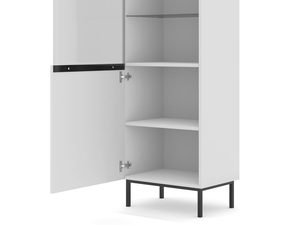 Miniaturka 4 - Biała witryna z przeszkleniem, otwierane drzwi, styl industrialny