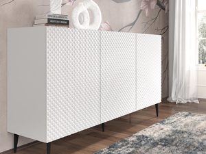 Miniaturka 8 - Biała komoda z frezowanymi frontami, czarne nóżki, styl skandynawski