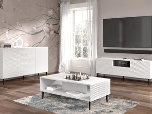 Miniaturka 10 - Przestronna biała komoda z frezowanymi frontami, styl minimalistyczny