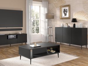 Miniaturka 15 - Przestronna czarna komoda z frezowanymi frontami, styl industrialny