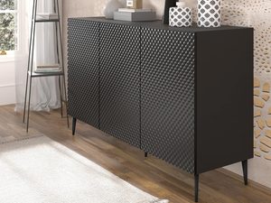 Miniaturka 14 - Nowoczesna czarna komoda z frezowanymi frontami, styl loftowy