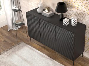 Miniaturka 13 - Nowoczesna czarna komoda z frezowanymi frontami, styl loftowy