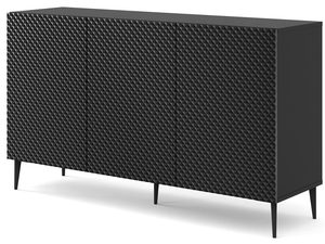 Miniaturka 11 - Przestronna czarna komoda z frezowanymi frontami, styl industrialny