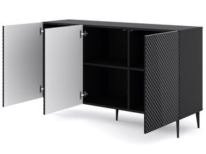 Miniaturka 12 - Nowoczesna czarna komoda z frezowanymi frontami, styl loftowy