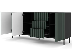 Miniaturka 15 - Zielona komoda z pionowymi listwami, otwierane drzwi, styl industrialny