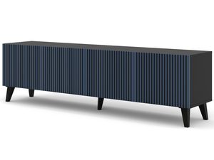 Miniaturka 13 - Nowoczesna granatowa szafka RTV z pionowymi listwami, styl industrialny