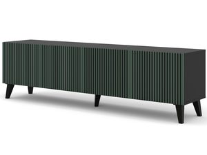 Miniaturka 21 - Zielona szafka RTV z pionowymi listwami, złote nóżki, styl industrialny