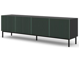 Miniaturka 22 - Zielona szafka RTV z pionowymi listwami, czarne nóżki, styl industrialny