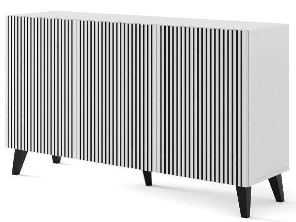 Nowoczesna biała komoda z pionowymi listwami, styl skandynawski
