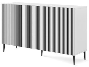 Miniaturka 5 - Biała komoda z pionowymi listwami, czarne nóżki, styl skandynawski