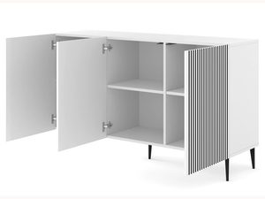 Miniaturka 6 - Nowoczesna biała komoda z pionowymi listwami, styl minimalistyczny