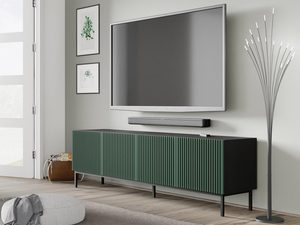 Miniaturka 25 - Zielona szafka RTV z pionowymi listwami, styl loftowy