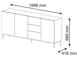Miniaturka 17 - Wymiary szafki RTV, nowoczesny design, 1996 mm szerokości, 869 mm wysokości