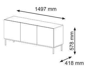 Miniaturka 17 - Wymiary szafki RTV, nowoczesny design, 1497 mm szerokości