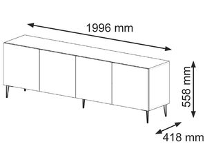 Miniaturka 12 - Biała komoda RTV z pionowymi listwami, wymiary techniczne, styl nowoczesny