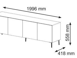 Miniaturka 17 - Wymiary techniczne długiej szafki RTV