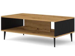 Miniaturka 9 - Drewniana ława z czarnymi frezowanymi bokami, styl industrialny