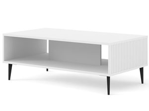 Miniaturka 3 - Nowoczesna drewniana ława z czarnymi frezowanymi bokami, złote nóżki, styl industrialny