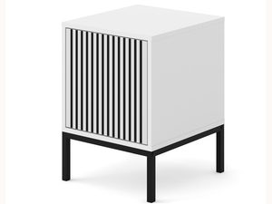 Miniaturka 10 - Biała szafka nocna z pionowymi listwami, czarne nogi, styl skandynawski