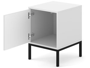 Miniaturka 11 - Nowoczesna biała szafka nocna z pionowymi listwami, czarne nogi, styl minimalistyczny