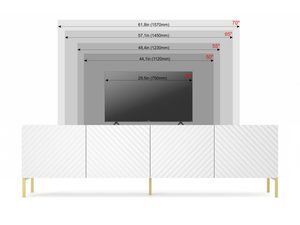 Miniaturka 10 - Nowoczesna biała szafka RTV z frezowanymi frontami, styl minimalistyczny z wymiarami