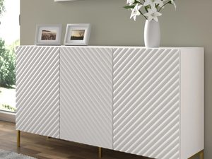 Miniaturka 6 - Biała komoda z frezowanymi frontami, styl skandynawski, złote nóżki