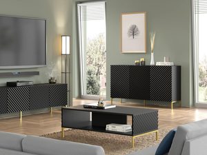 Miniaturka 16 - Nowoczesna czarna komoda z frezowanymi frontami, styl industrialny