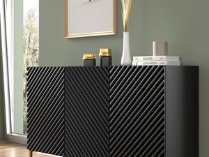 Miniaturka 14 - Przestronna czarna komoda z frezowanymi frontami, styl industrialny