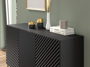 Miniaturka 15 - Nowoczesna czarna komoda z frezowanymi frontami, styl loftowy