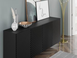 Miniaturka 14 - Nowoczesna czarna komoda z frezowanymi frontami, styl loftowy