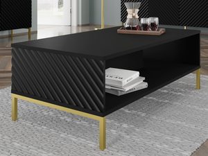 Miniaturka 11 - Nowoczesna biała ława z frezowanymi frontami, złote nóżki, styl glamour