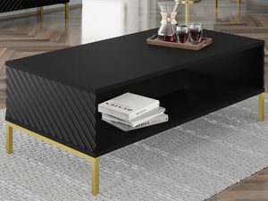 Miniaturka 10 - Nowoczesna czarna ława z pionowymi listwami, złote nóżki, styl industrialny