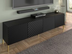 Miniaturka 17 - Nowoczesna czarna szafka RTV z frezowanymi frontami, styl industrialny