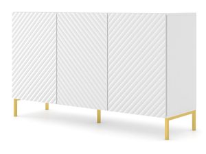 Miniaturka 1 - Biała komoda z frezowanymi frontami, złote nóżki, styl glamour
