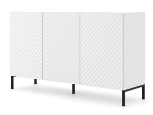 Miniaturka 3 - Biała komoda z frezowanymi frontami, styl minimalistyczny, czarne nóżki