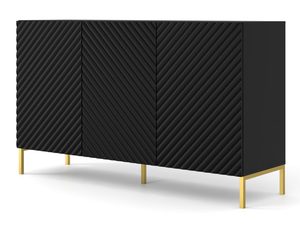 Miniaturka 10 - Czarna komoda z frezowanymi frontami, złote nóżki, styl industrialny