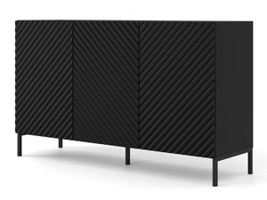 Miniaturka 12 - Czarna szafka RTV z frezowanymi frontami, styl industrialny, czarne nóżki