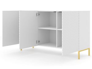 Miniaturka 2 - Biała szafka RTV z frezowanymi frontami, otwierane drzwi, styl minimalistyczny