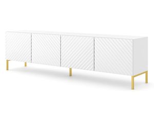 Miniaturka 23 - Biała szafka RTV z frezowanymi frontami, styl skandynawski