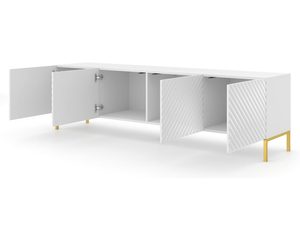 Miniaturka 24 - Nowoczesna biała szafka RTV z frezowanymi frontami, styl skandynawski