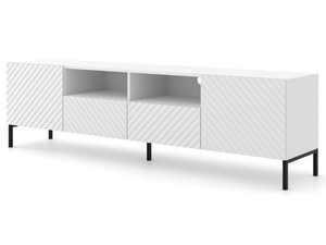 Miniaturka 3 - Nowoczesna biała szafka RTV z frezowanymi frontami, styl minimalistyczny