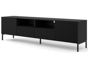Miniaturka 12 - Nowoczesna czarna szafka RTV z frezowanymi frontami, styl loftowy
