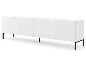 Miniaturka 3 - Nowoczesna czarna szafka RTV z frezowanymi frontami, styl industrialny