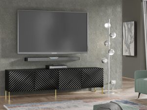 Miniaturka 33 - Nowoczesna czarna szafka RTV z frezowanymi frontami, styl loftowy