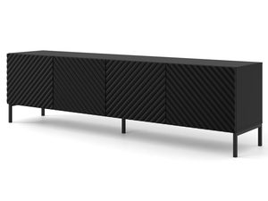 Miniaturka 14 - Czarna szafka RTV z frezowanymi frontami, styl loftowy, czaene nóżki