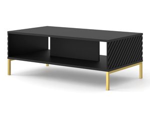 Miniaturka 8 - Nowoczesna czarna ława z frezowanymi frontami, złote nóżki, styl industrialny