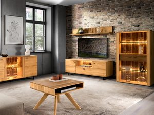 Miniaturka 4 - Zestaw mebli drewnianych do salonu z podświetleniem