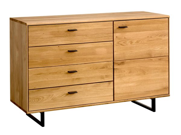 Drewniana komoda z podświetleniem LED, styl industrialny, dąb litego drewna