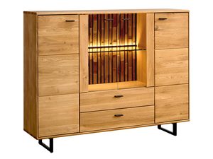 Miniaturka 11 - Drewniana komoda z podświetleniem LED, styl industrialny, dąb litego drewna