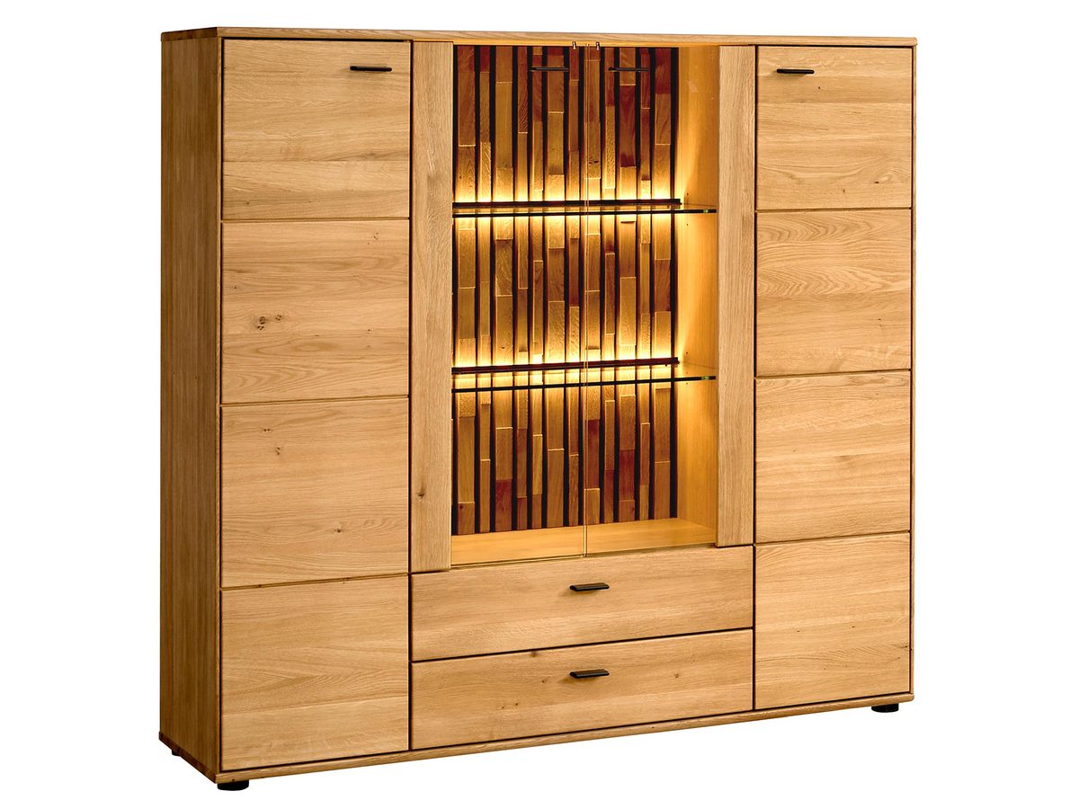 Duża Dębowa Witryna do Salonu Sole